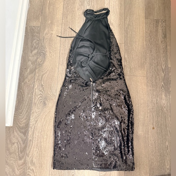 Black Sequin Halter Dress - Picture 2 of 3